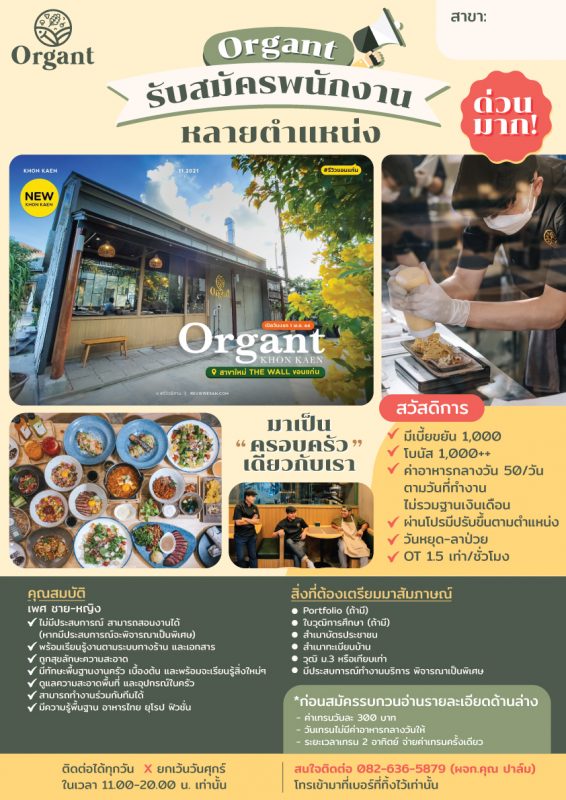 พนักงานเสิร์ฟ แบบพนักงานประจำ แบบรายวัน หลายตำแหน่งมาก