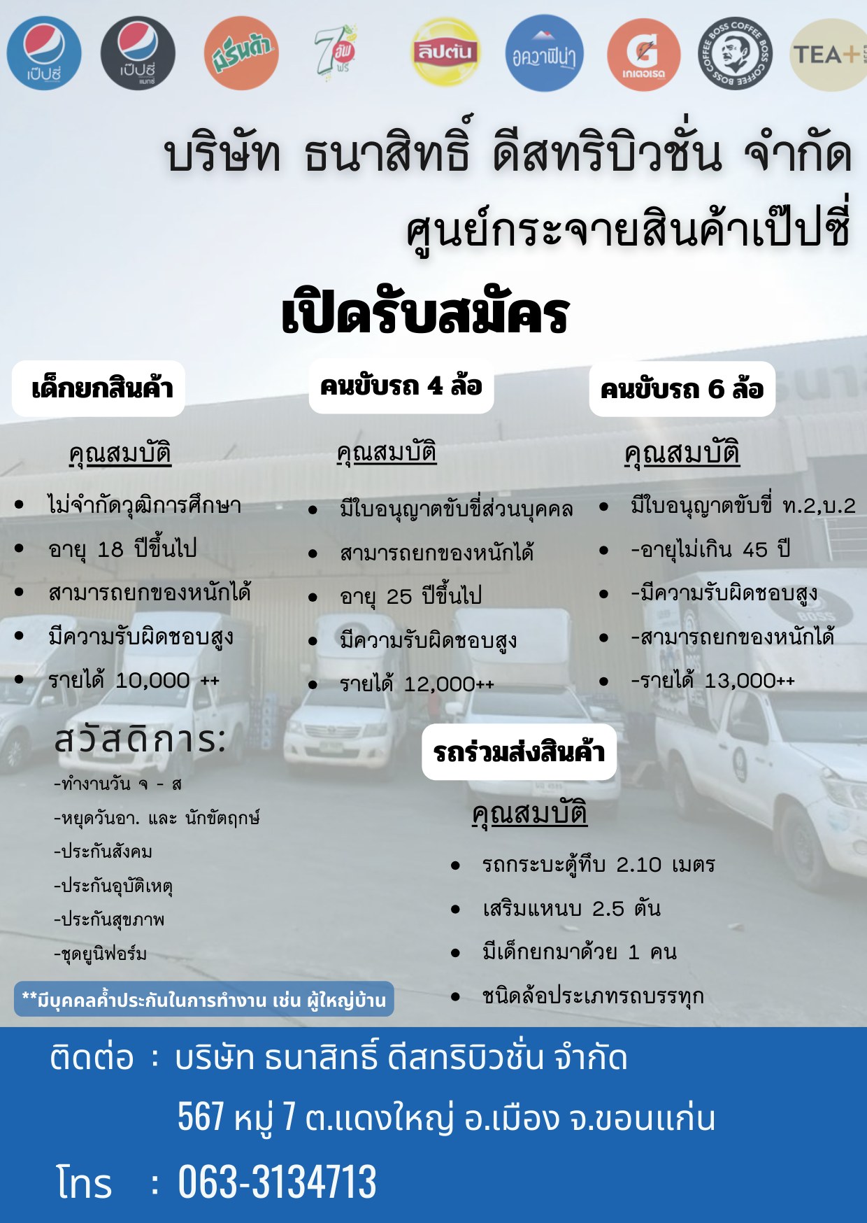 รถร่วมส่งสินค้า , คนขับรถ 6 ล้อ , เด็กยกสินค้า