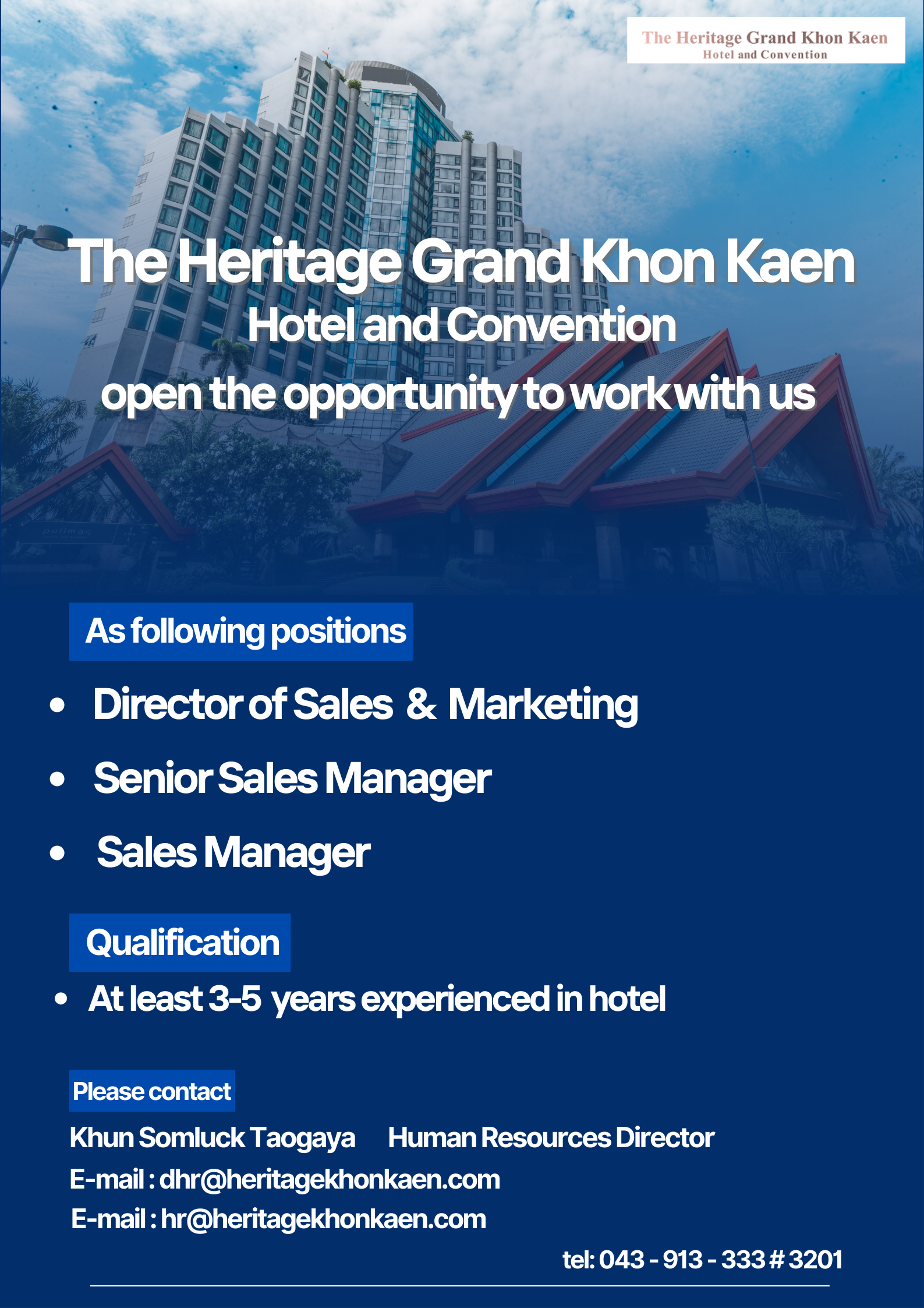Director of Sales & Marketing / Senior Sales Manager / Sales Manager