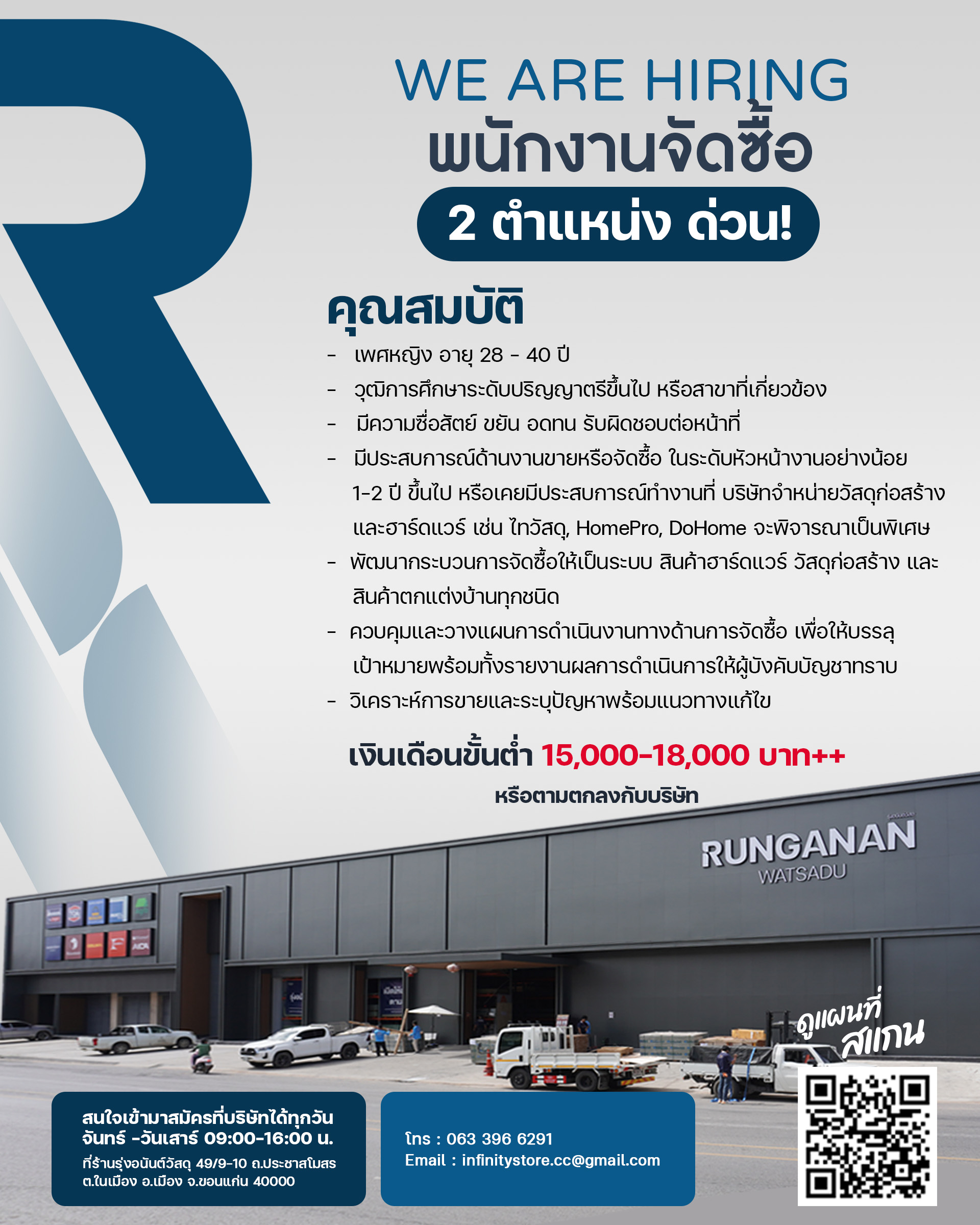 รุ่งอนันต์วัสดุ รับสมัคร พนักงานจัดซื้อ 2 ตำแหน่งด่วน!