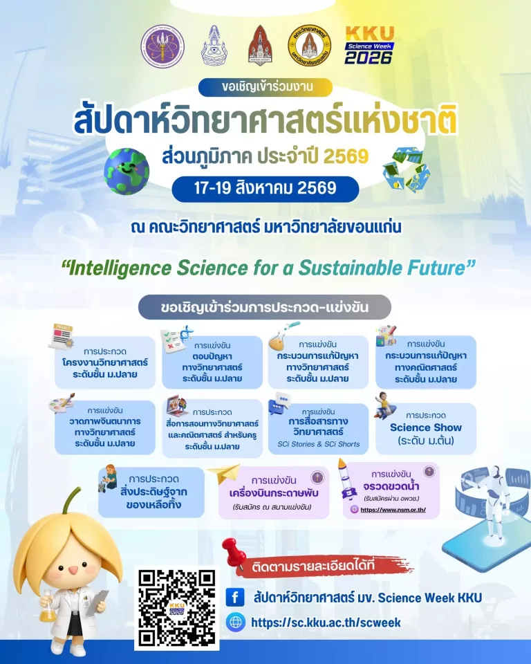 สัปดาห์วิทยาศาสตร์แห่งชาติ ส่วนภูมิภาค ประจำปี 2569 มหาวิทยาลัยขอนแก่น