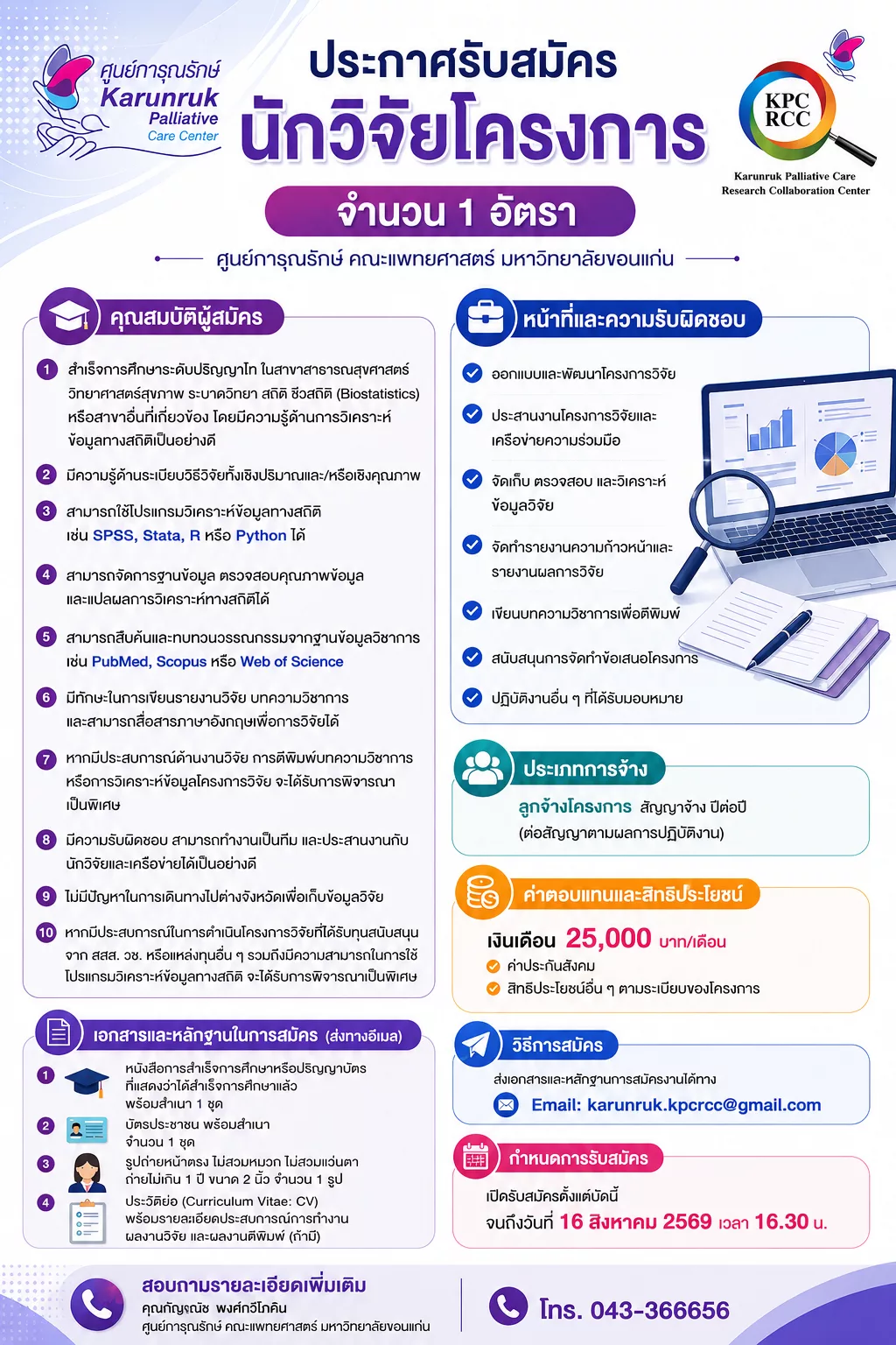 ภาพประกาศรับสมัครงาน ตำแหน่ง นักวิจัยโครงการ 1 ตำแหน่ง ภาพที่ 1
