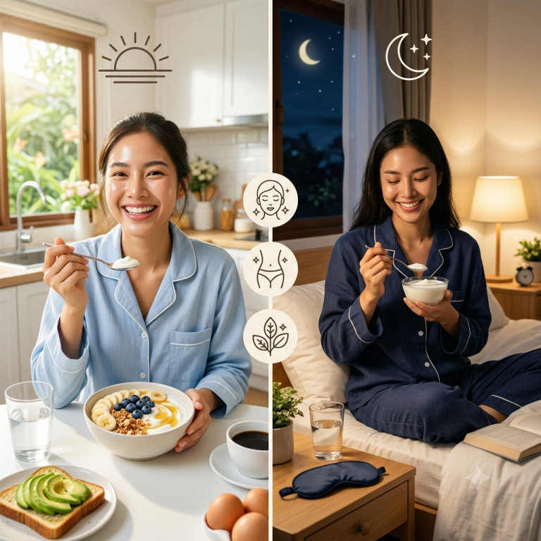 🥣 สาวๆ ต้องรู้! กินโยเกิร์ตเวลาไหนดีที่สุด เช้า vs ก่อนนอน เผยเคล็ดลับหุ่นเป๊ะ ผิวใส สุขภาพดี