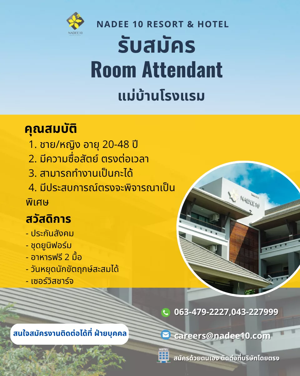 ภาพประกาศรับสมัครงาน แม่บ้านโรงแรม (ด่วน!!!) ภาพที่ 1