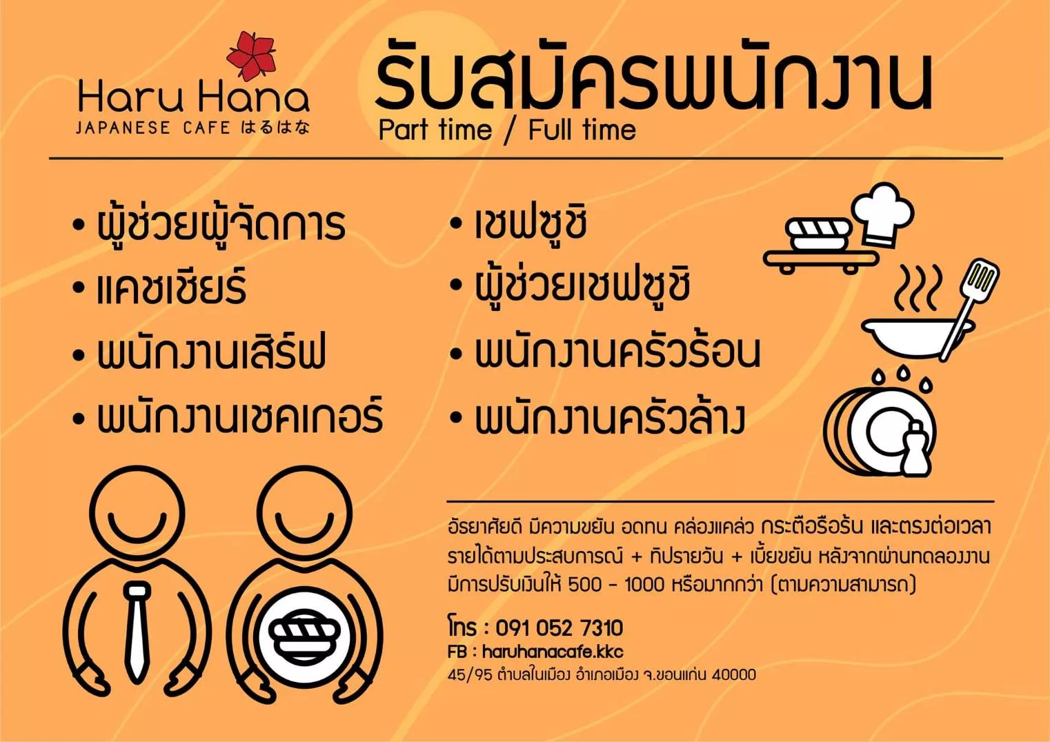 ภาพประกาศรับสมัครงาน เชฟซูชิ, พนักงานครัว, ผู้ช่วยเชฟซูชิ, พนักงานเสริฟ ภาพที่ 1