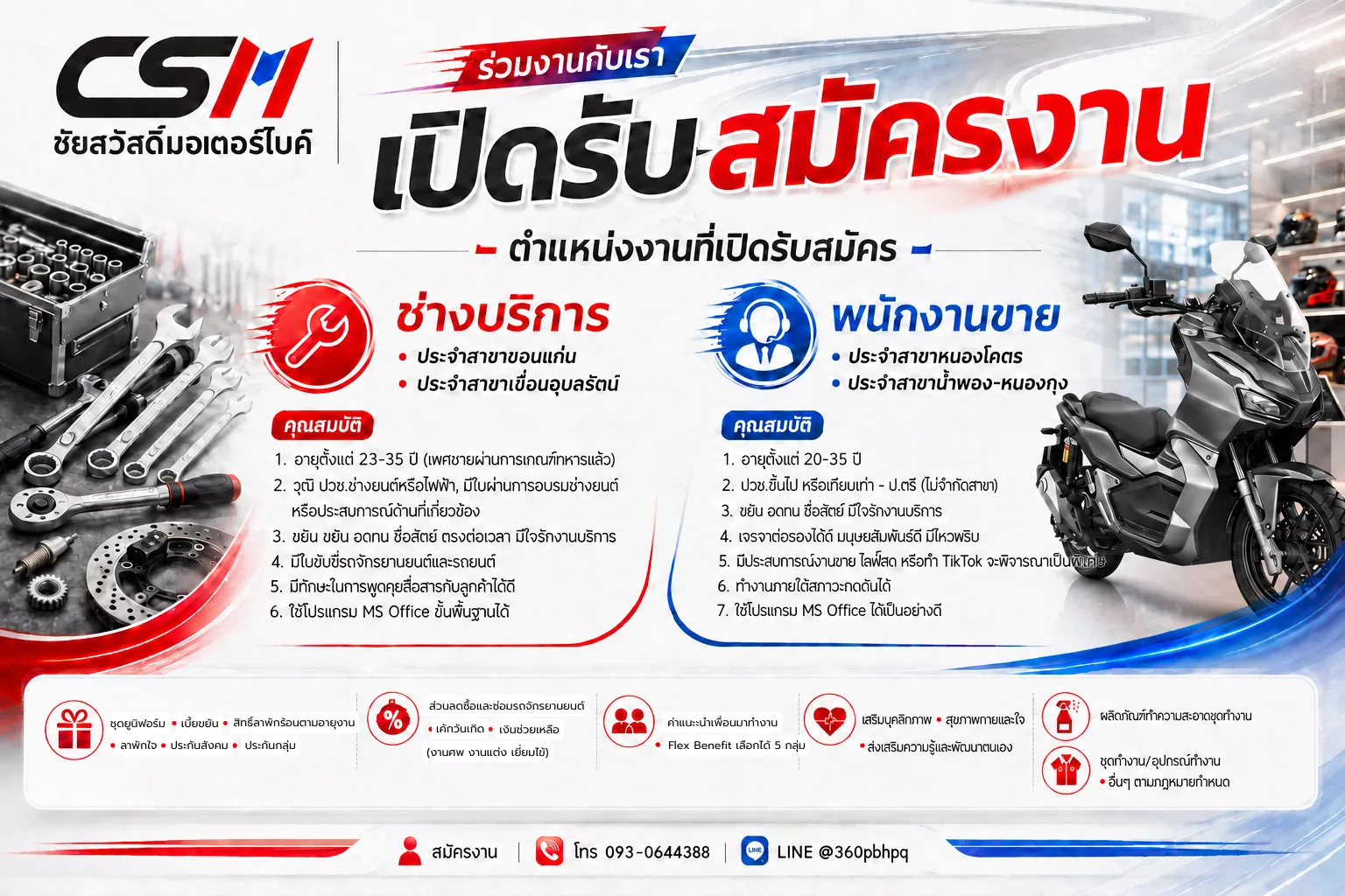 ภาพประกาศรับสมัครงาน ช่างบริการและพนักงานขาย ภาพที่ 1