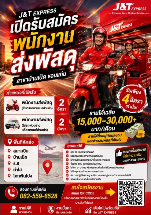 ภาพประกาศรับสมัครงาน พนักงานส่งพัสดุสาขาบ้านเป็ด ภาพที่ 1