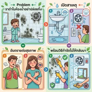 🚿 ราดำในห้องน้ำอย่าปล่อยทิ้ง! เปิดสาเหตุ อันตรายต่อสุขภาพ พร้อมวิธีกำจัดไม่ให้กลับมา