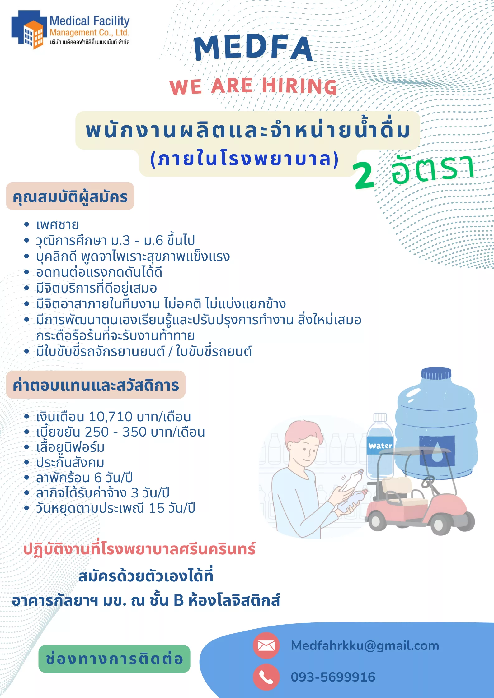 ภาพประกาศรับสมัครงาน (1.) พนักงานผลิตและจำหน่ายน้ำดื่ม (ภายในโรงพยาบาล) รับ 2 อัตรา ภาพที่ 1