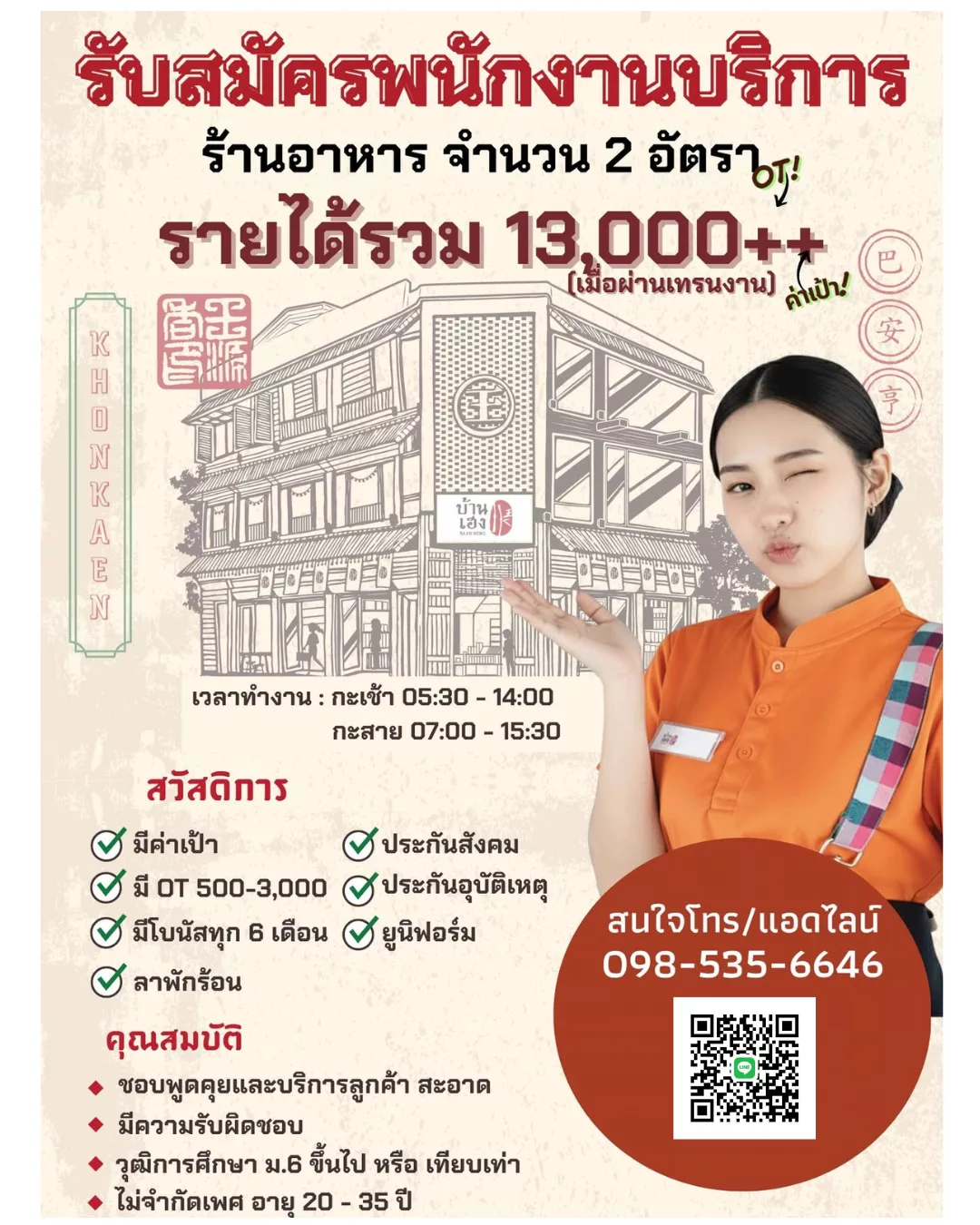 ภาพประกาศรับสมัครงาน พนักงานบริการ ภาพที่ 1