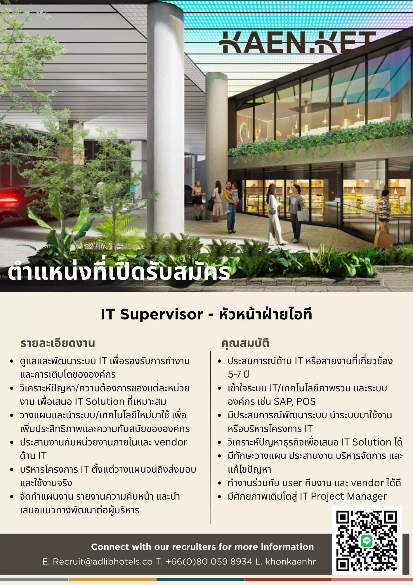 ภาพประกาศรับสมัครงาน IT Supervisor – หัวหน้าฝ่ายไอที {KAEN.KET} ภาพที่ 1