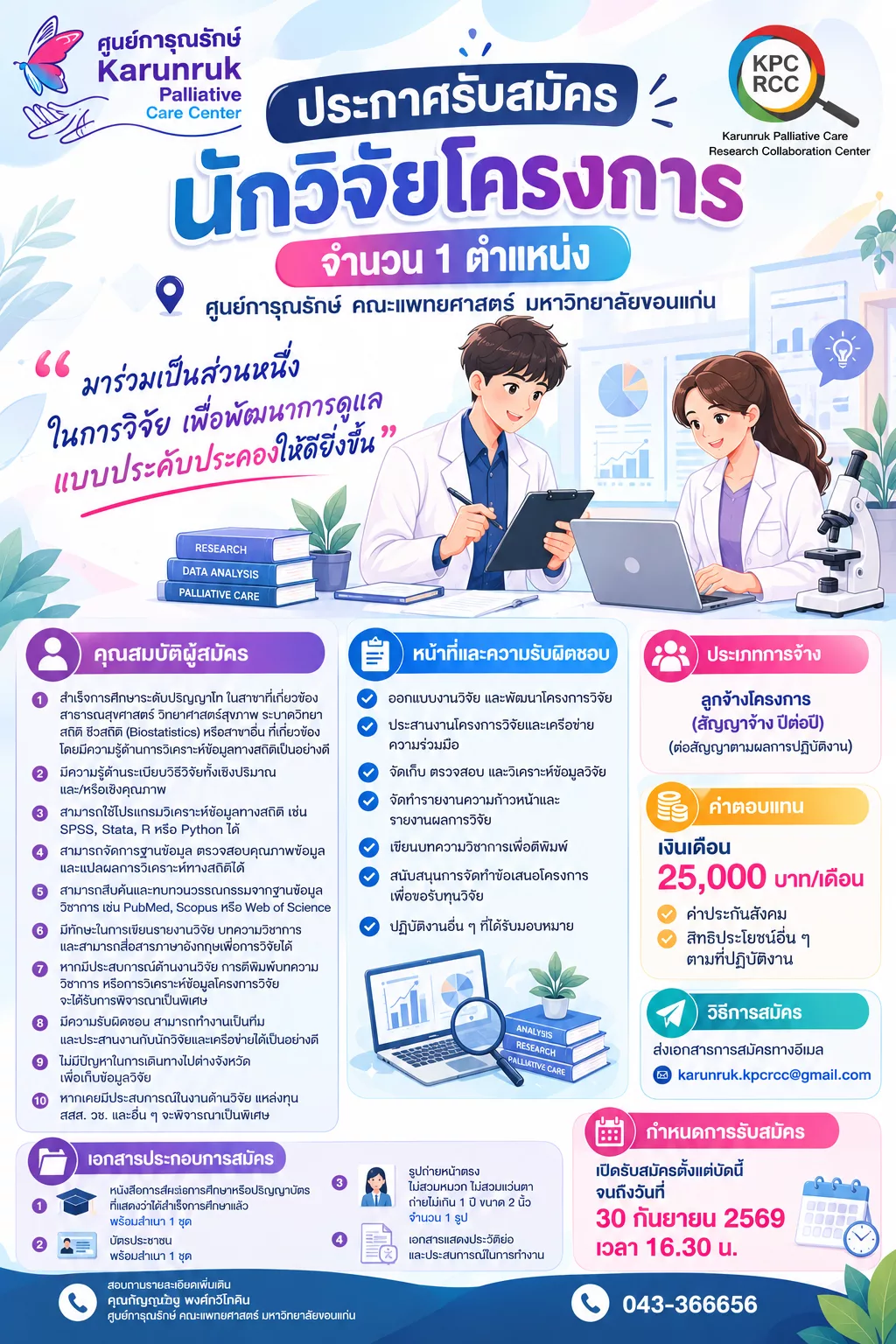 ภาพประกาศรับสมัครงาน ตำแหน่ง นักวิจัยโครงการ 1 ตำแหน่ง ภาพที่ 1