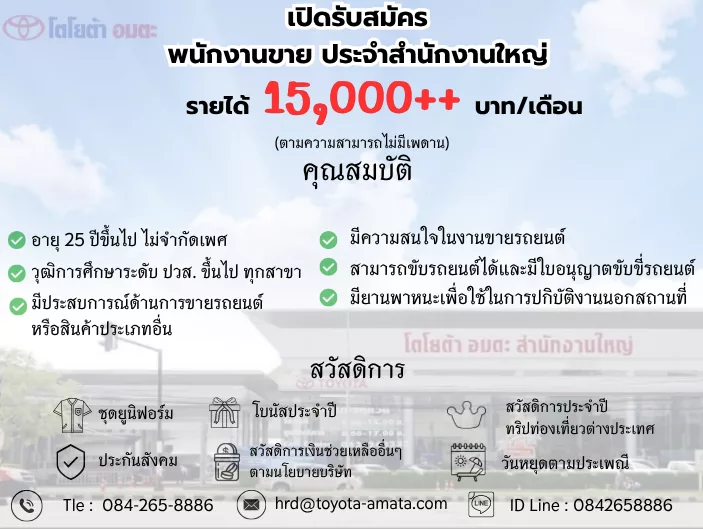 ภาพประกาศรับสมัครงาน พนักงานขาย ( ประจำสำนักงานใหญ่ ) ภาพที่ 1