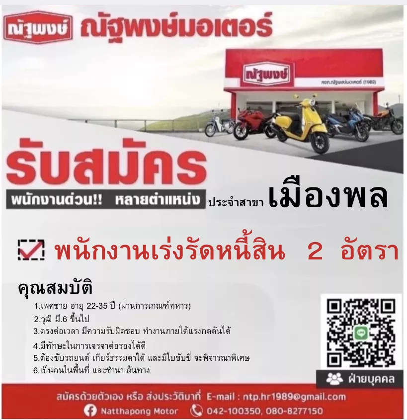 ภาพประกาศรับสมัครงาน พนักงานเร่งรัดหนี้สิน ประจำสาขา พล จ.ขอนแก่น ภาพที่ 1