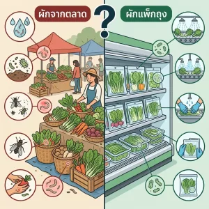 🥬 ผักตลาดสด vs ผักแพ็กถุง แบบไหนเสี่ยงพยาธิมากกว่ากัน? เผยความจริงที่ผู้บริโภคควรรู้ พร้อมวิธีล้างผักลดความเสี่ยงเชื้อโรค