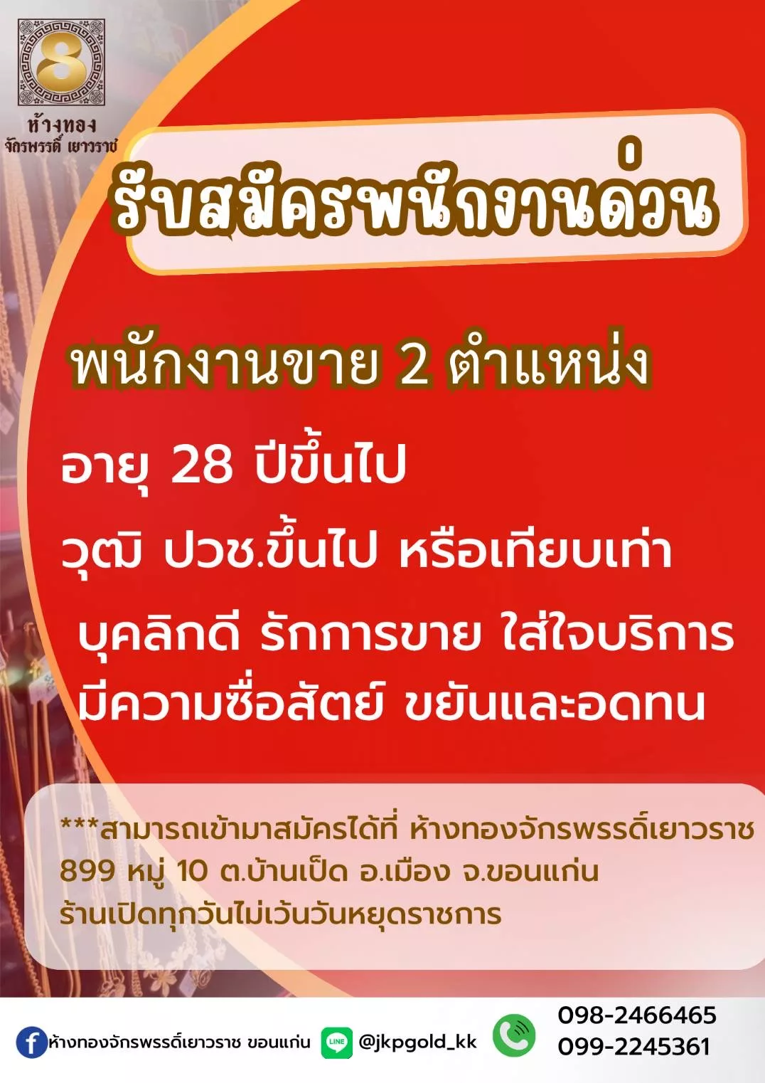ภาพประกาศรับสมัครงาน พนักงานขาย ภาพที่ 1