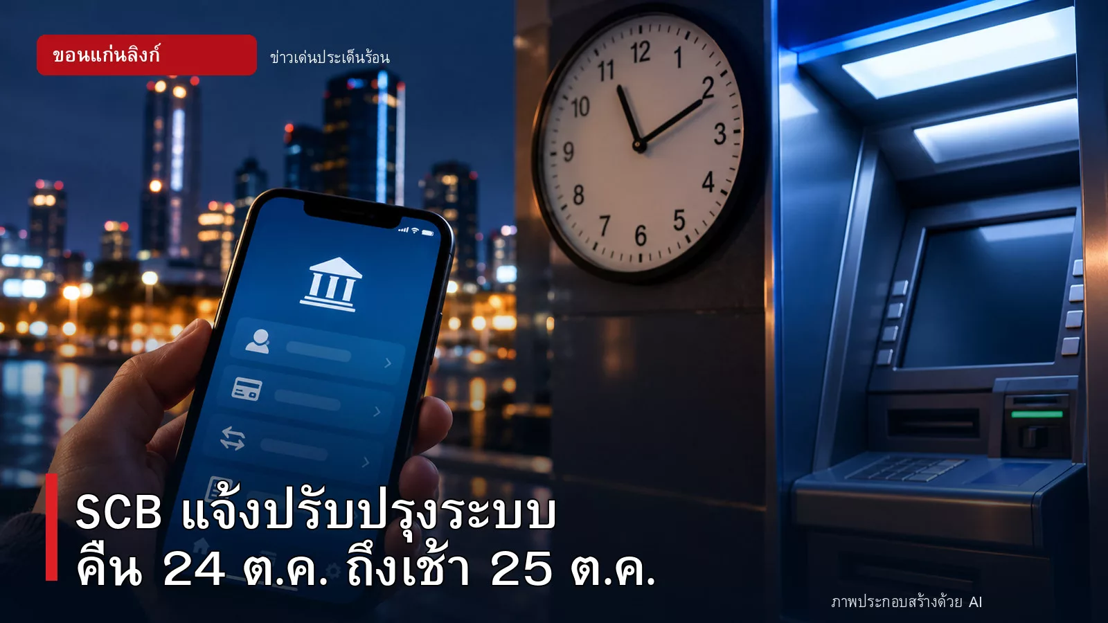 ภาพปกข่าว ธนาคารไทยพาณิชย์แจ้งปิดปรับปรุงระบบ 24-25 ตุลาคม